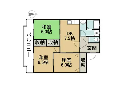 サンハイツ(3DK/1階)の間取り写真