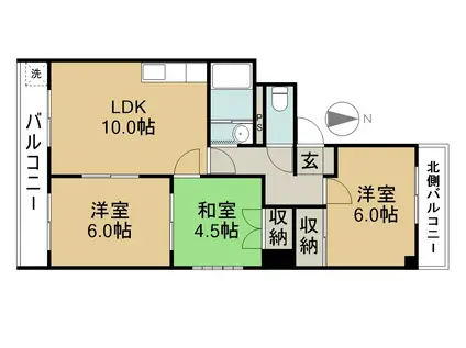 コーポ舘(3LDK/2階)の間取り写真