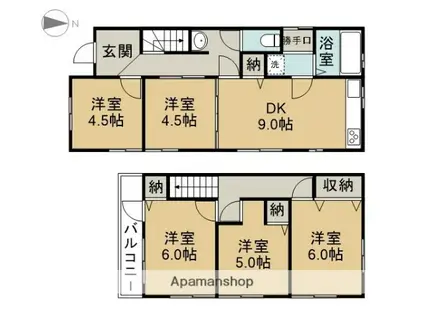 名鉄津島線 七宝駅 徒歩30分 2階建 築44年(5DK)の間取り写真