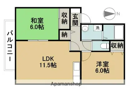 カムール天神(2LDK/2階)の間取り写真