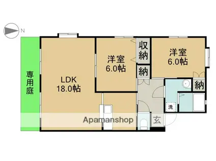 フローラハイツ(2LDK/1階)の間取り写真