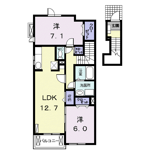 メープルコート(2LDK/2階)の間取り写真