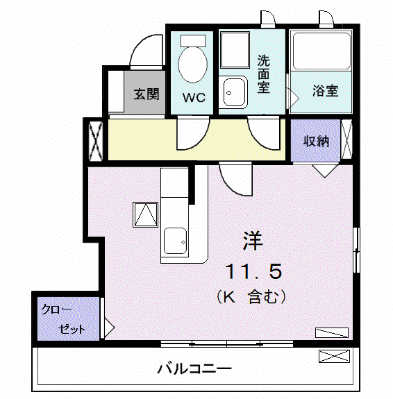 シャトレ純Ⅱ(ワンルーム/1階)の間取り写真