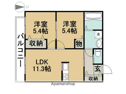 ソシア伊吹(2LDK/2階)の間取り写真