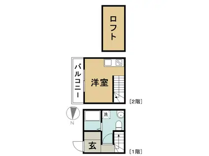 HATCH枇杷島(1K/1階)の間取り写真