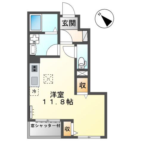 カーサ KⅡ(ワンルーム/1階)の間取り写真