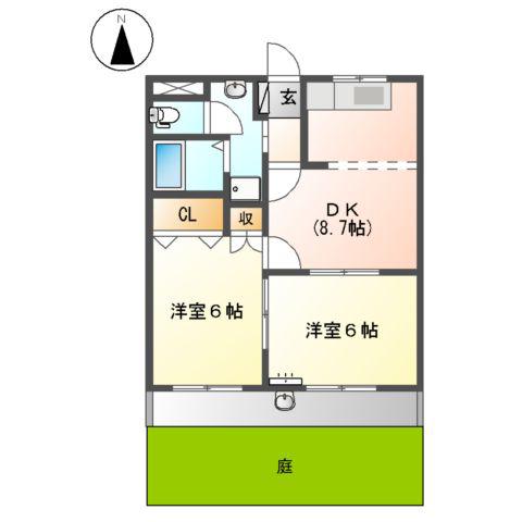 ハピネス21(2LDK/1階)の間取り写真