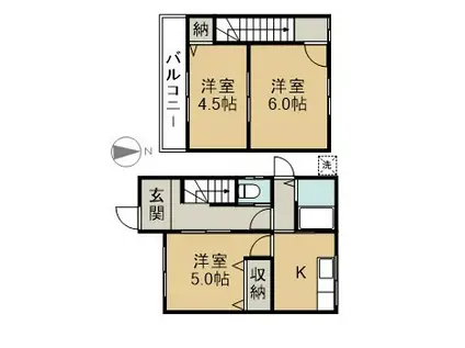 六反農河合様借家 西(3K)の間取り写真