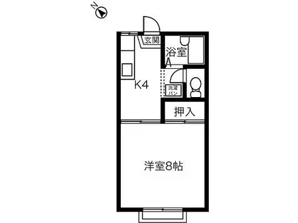 シャトー竹村(1K/2階)の間取り写真
