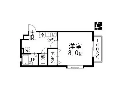 ウィズファニーⅡ(1K/2階)の間取り写真