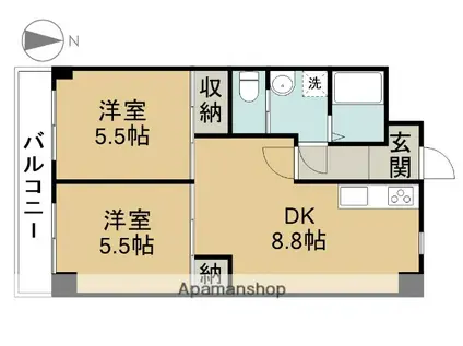 ソシア稲沢(2DK/2階)の間取り写真