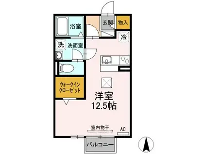 リビングタウン西枇杷島 A(ワンルーム/1階)の間取り写真