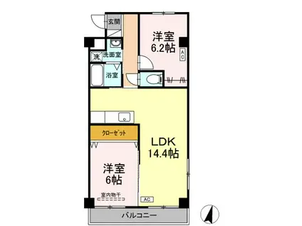 テネラメンテ(2LDK/2階)の間取り写真