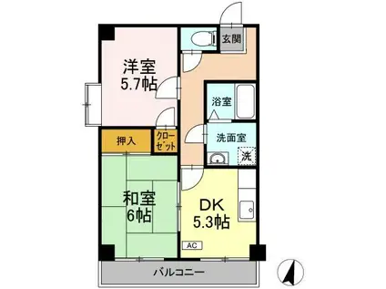 テネラメンテ(2K/2階)の間取り写真