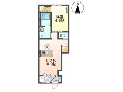 グレイスシャトーⅢ(1LDK/1階)の間取り写真