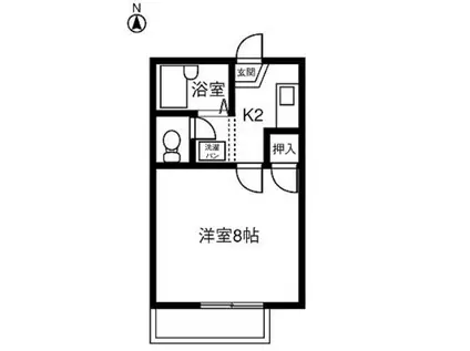 ハイツ岡本Ⅰ(1K/1階)の間取り写真