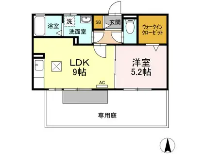 カーサ ベルデ(1LDK/1階)の間取り写真