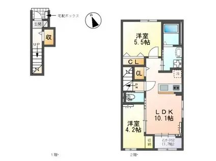 サンライズワン(2LDK/2階)の間取り写真