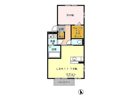 レジデンス ミツ2 A棟(1LDK/2階)の間取り写真