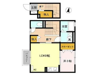 セプトクルール(1LDK/2階)の間取り写真