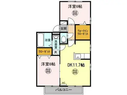 ウィルステージ(2LDK/2階)の間取り写真