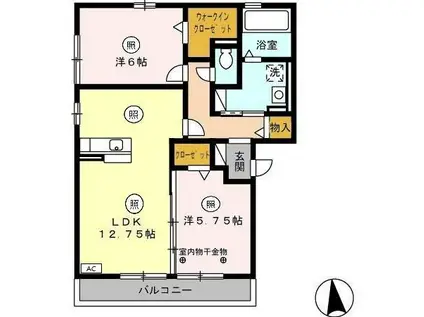 グランアルジャン(2LDK/3階)の間取り写真