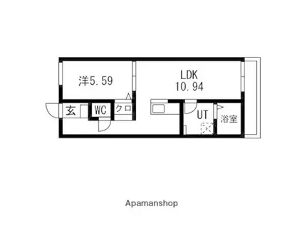 ティンガーラ須ヶ口 ウエスト(1LDK/2階)の間取り写真