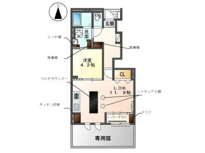 グランメゾン屋形(1LDK/1階)の間取り写真
