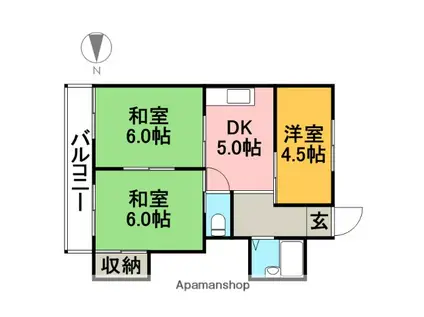 リアナ稲沢アパートメント(3DK/4階)の間取り写真