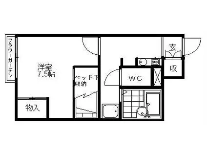 レオパレス鴨池(1K/1階)の間取り写真