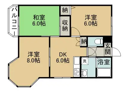 サンリバー(3DK/2階)の間取り写真