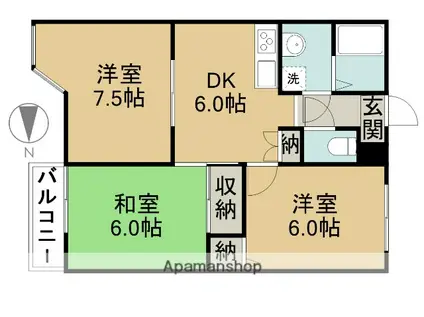 サンリバー(3DK/2階)の間取り写真