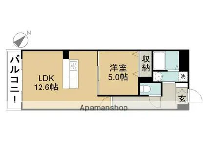 MASHU春日(1LDK/3階)の間取り写真