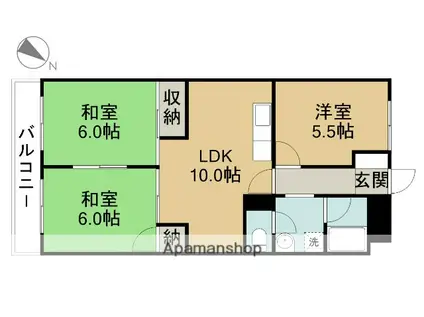 サンヴィラキヨス(3LDK/4階)の間取り写真
