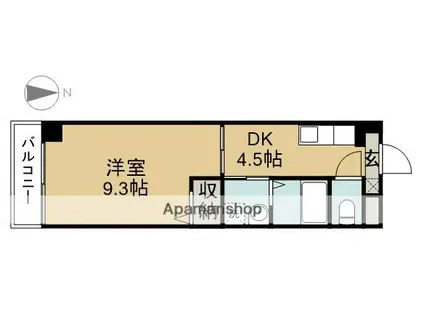 オアゾ名西(1DK/4階)の間取り写真