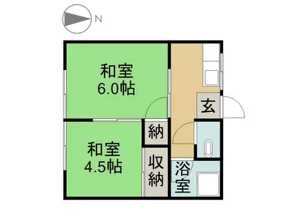 宝南荘(2K/2階)の間取り写真