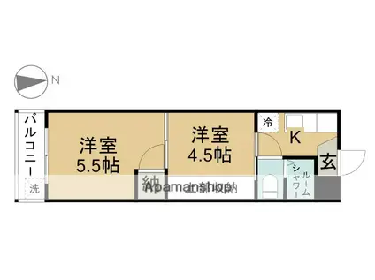 ガーデンハイツ神山(2K/3階)の間取り写真