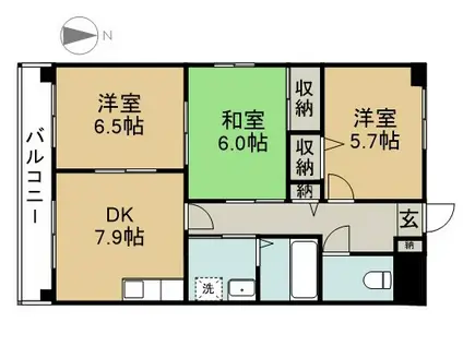 ル・クオーレ(3DK/4階)の間取り写真