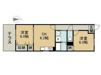 アスナロ21(2DK/1階)の間取り写真