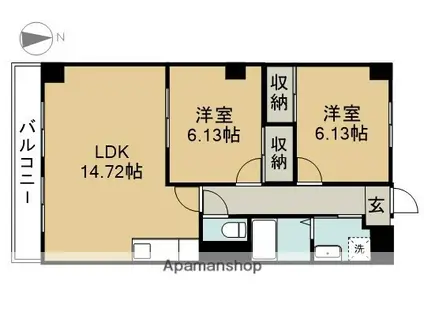 アパートメントキダ S(2LDK/2階)の間取り写真