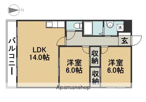 シャンテタチバナ(2LDK/3階)の間取り写真