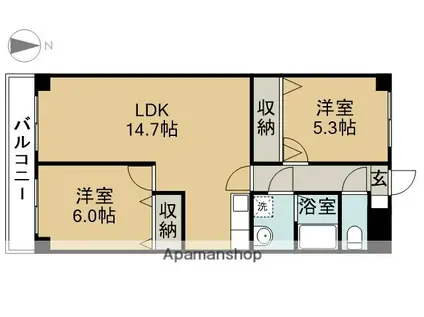 BELLTREES古川(2LDK/3階)の間取り写真