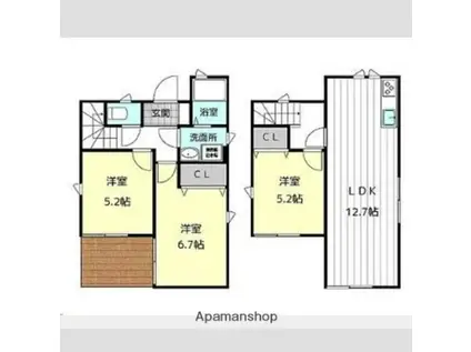 名鉄尾西線 日比野駅(名鉄) 徒歩7分 2階建 築18年(3LDK)の間取り写真