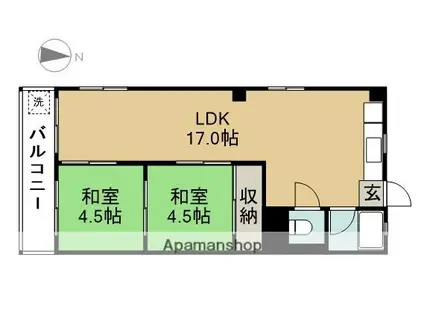 第1コーポ村上(2LDK/3階)の間取り写真