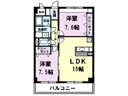 グランツ清須(2LDK/3階)の間取り写真