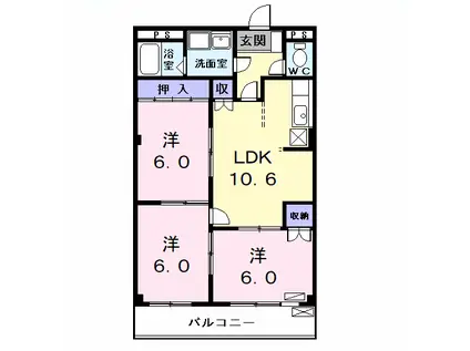 サザンウインドⅤ(3LDK/3階)の間取り写真