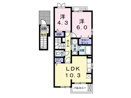 フラワー御園(2LDK/2階)の間取り写真