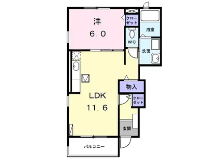 グランツハイム(1LDK/1階)の間取り写真