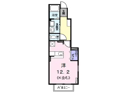 レジデンス輝Ⅱ(ワンルーム/1階)の間取り写真