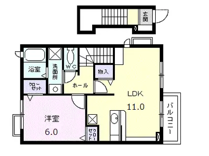 ベル・デーア(1LDK/2階)の間取り写真